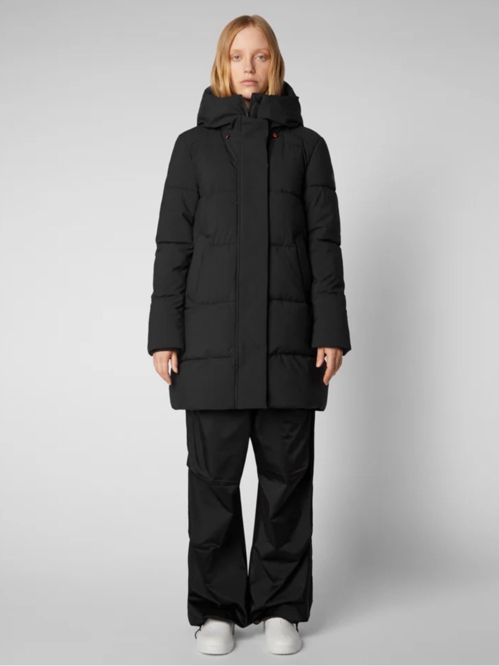 NWT Save The Ducks Bethany Parka Women's Black Puffer Coat with Hood Size 3/L